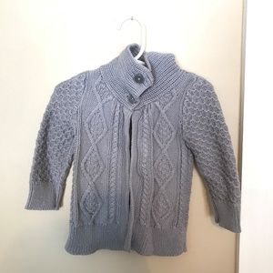 Gray Cableknit Sweater Wrap with Cowl Neck